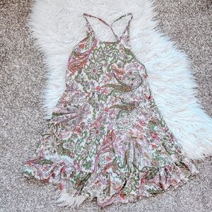 En Crème | Open Back Paisley Flounce Dress